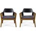 Afuera Living Wooden Patio Dining Arm Chair in Teak and Gray (Set of 2)