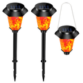 Solar Torch Light Outdoor Led Torches with Flickering Flame and Three Lighting Modes Waterproof Landscape Garden Pathway Decoration Lighting with Auto On/Off Dusk to Dawn 4 Pack