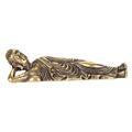 Reclining Buddha Statue 1.8in Long Brass Exquisite Hand Carved Rich Details Buddha Sculpture for Meditation Decoration