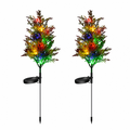 2Pcs Flower Solar Stakes Multi Color Changing Decorative Flower Solar Garden Lights Outdoor Waterproof for Flowerbed Yard Pathway Wedding Decorations 29 inch Tall