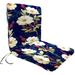 Jordan Manufacturing 37 x 19 Rose Garden Navy Floral Rectangular Outdoor Chair Cushion with Ties