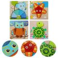 Wooden Jigsaw 4 Pcs Wooden Jigsaw Puzzles for Toddlers Child Cartoon Puzzles Educational Toys