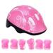 FENYUN 7pcs in 1 Set Pink Adjustable Skating Helmet Kits Outdoor Protector Skateboard Gear Knee Pad Elbow Pads Balance Car Protective Pads for Kids