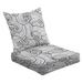 2-Piece Deep Seating Cushion Set Seamless Pattern for coloring Ethnic floral retro doodle tribal Black Outdoor Chair Solid Rectangle Patio Cushion Set