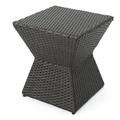 Afuera Living Contemporary Outdoor Wicker Geometric Side Table