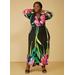 Plus Size Floral Print Faux Wrap Maxi Dress