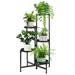 OUDUOPLANT Metal Plant Stand AIF4 Outdoor Indoor - 5 Tier Corner Tall Plant Shelf for Multiple Plants Black Indoor Outdoor Plant Stand Sturdy and More Balanced for Garden Patio Lawn Balcony