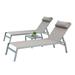 FOAUUH Patio Chaise Lounge Set of 3 Aluminum Lounge Chairs with 5 Adjustable Positions Outdoor Chaise Lounge for Pool Deck Garden Backyard Sunbathing (Khaki 2 Lounge Chairs+1 Table)