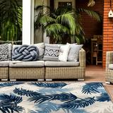 World Rug Gallery Tropical Floral Modern Indoor/Outdoor Area Rug Navy 3 3 x5 3 x 5 4 x 6 Outdoor Indoor Living Room Patio Dining Room Navy