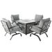 Outdoor Sofa Chair Set Modern Metal 5-Piece Dining Chair with Cushion and Fire Pit Table Multi-Function Chair Set for Outdoor Indoor Patio Garden Balcony Grey