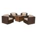 Afuera Living Outdoor 5 Pc Swivel Club Chair & Fire Pit Brown