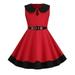 Baby doll collar dress European and American fashion dress retro dress-red-L(140CM)