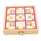 PETSOLA Sudoku Board Game Wooden Sudoku Game Board with Number Tiles Educational Toy Brain Teaser Game Toy for Ages 7-14 Years Adults Pink