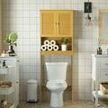 Kadyn Over The Toilet Storage Cabinet Rack for Bathroom Bamboo Bathroom Space Saver Storage Cabinet for Laundry Room Bathroom Corner Stand Storage Organizer Shelf for Restroom Wood Color