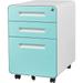 U-SHARE 3 Drawer File Cabinet Modern Small Rolling Cabinet with Lock Metal Filing Cabinets for Home Office with Round Corner Legal/Letter Size