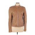 Banana Republic Leather Jacket: Below Hip Brown Print Jackets & Outerwear - Women's Size Large