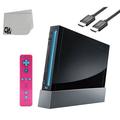 Immerse Yourself in Gaming Wii Console Black With Wii Remote Controller Wireless Gamepad Silicone Case Pink & Blue HDMI Cable BOLT AXTION Bundle Like New