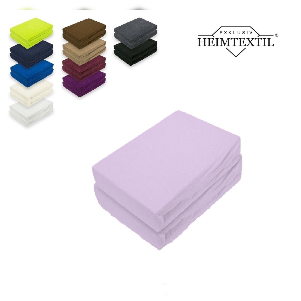 EXKLUSIV HEIMTEXTIL Doppelpack Marke Frottee Spannbettlaken Flieder 140 x 200 cm Image