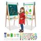 Kids Easel With Paper Roll Wooden Art Easel DoubleSided Whiteboard Chalkboard Standing Easel With Numbers And Other Painting Accessories Storage Tray