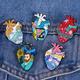 pc Creative Oil Painting Heart Design Enamel Brooch Suitable For Womens Daily Wear