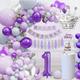 Purple st Birthday Balloon Decoration Kit Including Happy Birthday Banner Number Balloon And Heart Balloons Ideal For Birthday Party Balloon Decorati