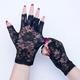 pair Black Lace Sunscreen Fingerless Gloves For Women