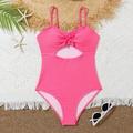 Tween Girl Beanie Fabric Hollow Design OnePiece Swimsuit