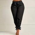 Plus Size Solid Color Waist Belted Skinny Pants