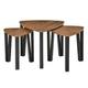 HOMCOM Nest Of Tables Coffee Table Set Of Triangle Nesting Tables With Metal Legs Industrial End Side Table For Living Room Walnut Wood Grain