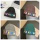 Colorful Letter Design Wool Hat With Large Brim For Women Thick Warm Knit Hat Korean Style Earflap Hat