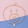 pcsSet Kids Stylish Pearl Butterfly Pendant Jewelry Set Including Necklace Earrings Ring And Bracelet Great For Childrens Parties And Gift Option