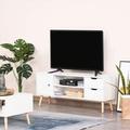 HOMCOM Modern TV Stand For TVs Up To Flat Screen TV Console Cabinet With Storage Shelf Drawers Cable Hole Home Entertainment Center Living Room Bedro