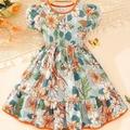 Young Girls Floral Printed Princess Dress Summer New Arrival
