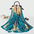 pc New Arrival Peacock Printed Long Silk Scarf For Women Sunscreen Beach Shawl Floral Print Scarf