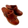 Madewell Shoes | Madewell Womens Leather Fringe Clog Platform Shoe Round Toe Size 6us Brown | Color: Brown | Size: 6