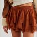 Free People Skirts | New Free People Womens Grace Micro Mini Chiffon Brown Skirt Fairy Ethereal Print | Color: Brown | Size: 4