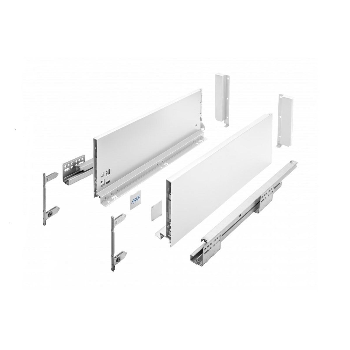 MS Beschläge Schubladensystem Weiß Unterflurführungen Soft Close Schubkasten-Set 600mm 168mm Image