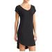 Athleta Dresses | Athleta Energy Dress Black Medium Soft Knit Rolled Short Sleeve V-Neck Casual | Color: Black | Size: M