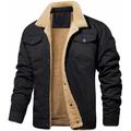 (XL, Black) TACVASEN Mens Jacket Sherpa Lined Trucker Fleece Jacket Military Casual Cargo Jacket