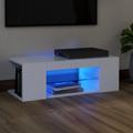 vidaXL TV Cabinet with LED Lights White Hifi Stand Desk Living Room Furniture