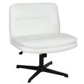 (White) Armless Office Chair Adjustable Cross-legged Chair
