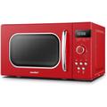 COMFEE' Retro Style 800w 20L Microwave Oven with 8 Auto Menus, 5 Cooking Power Levels, and Express Cook Button - Passionate Red - CM-M202RAF(RD)