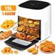 (White) Air Fryer 15L Digital Kitchen Oven 1400W Oil Free Low Fat Healthy Frying Cooker