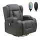 (Grey) WESTWOOD | Leather Recliner Armchair | Swivel Heated Chair Massage Gaming Chair