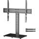 BONTEC Universal Table Top Pedestal TV Stand with Bracket for 32-65 inch LCD/LED/Plasma TVs, Height Adjustable TV stand with Tempered Glass