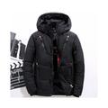 (Black, XL) Men's warm duck down jacket ski jacket hooded down coat
