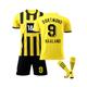 (26(140-150CM)) Borussia Dortmund Home Jersey 2022/23 Haaland No.9 Soccer Jersey 3-Pieces Kits For Kids Adults