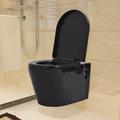 vidaXL Wall Hung Toilet Ceramic Black