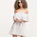 Free People Dresses | Free People Serefina Off-The-Shoulder Light Gray Mini Dress Size Small | Color: Gray/Purple | Size: S