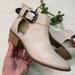 American Eagle Outfitters Shoes | Aeo Nude Bootie Buckle Detail Stacked Wood Block Heel | Color: Cream/Tan | Size: 5